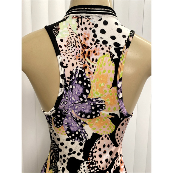 Just Cavalli Dress U Neck Sleeveless Fish Orchid Print Sheath racerback 38 2 XS - Picture 4 of 10